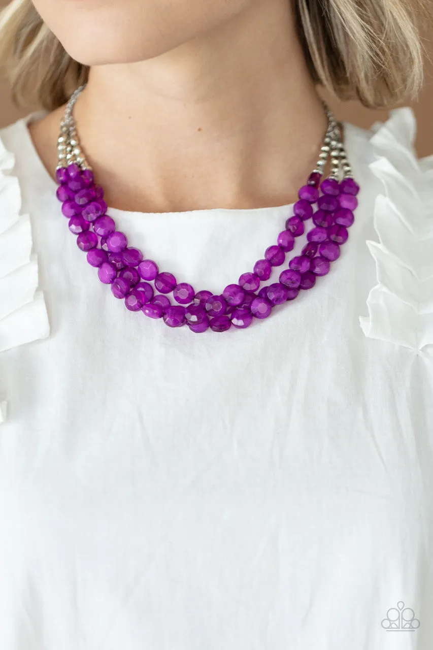 Pacific Picnic - Purple - Beaded Tiered Paparazzi Short Necklace