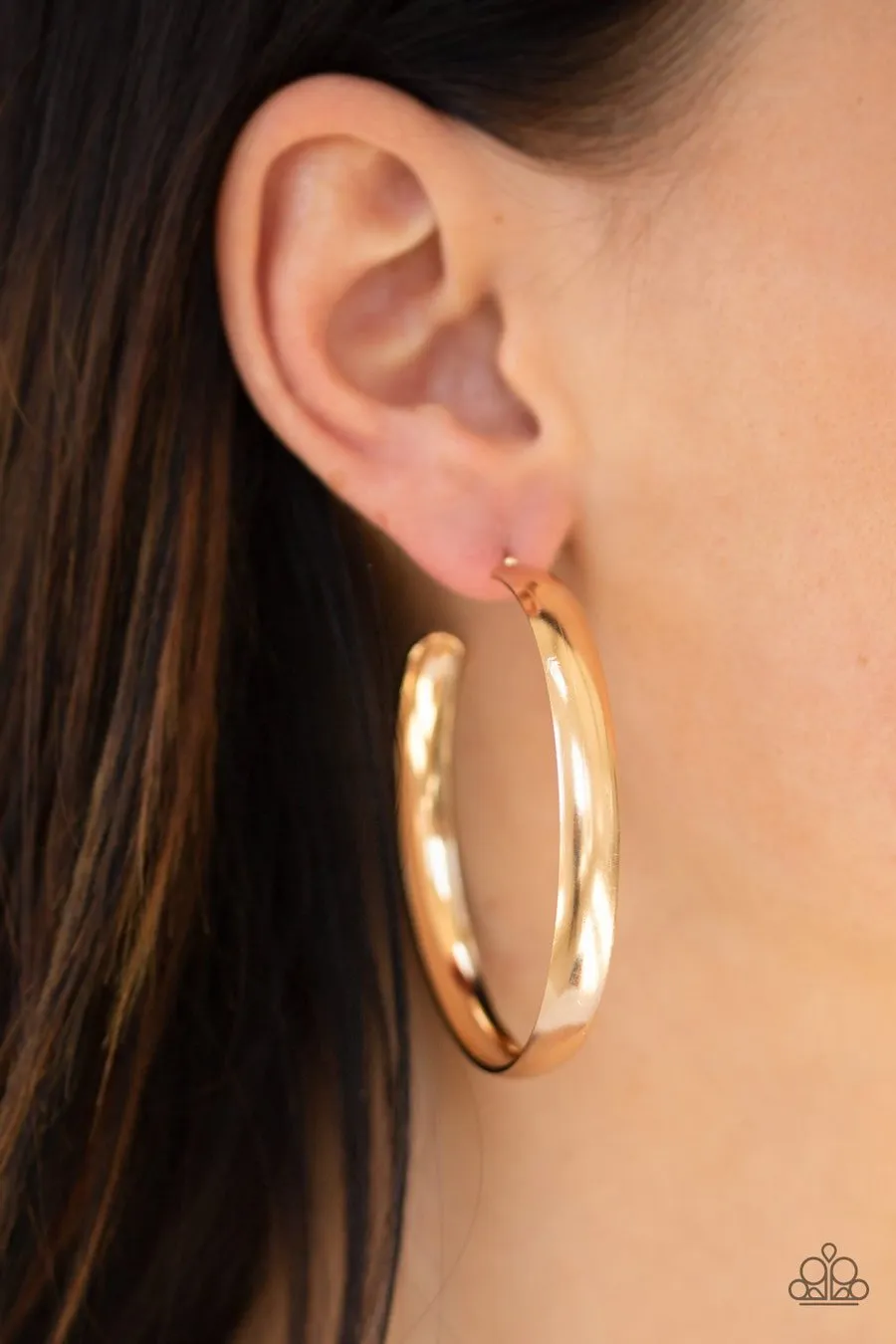 Paparazzi A Double Feature - Gold Hoop Earring