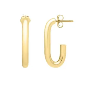 Paperclip Hoop Earrings in 14K Yellow Gold