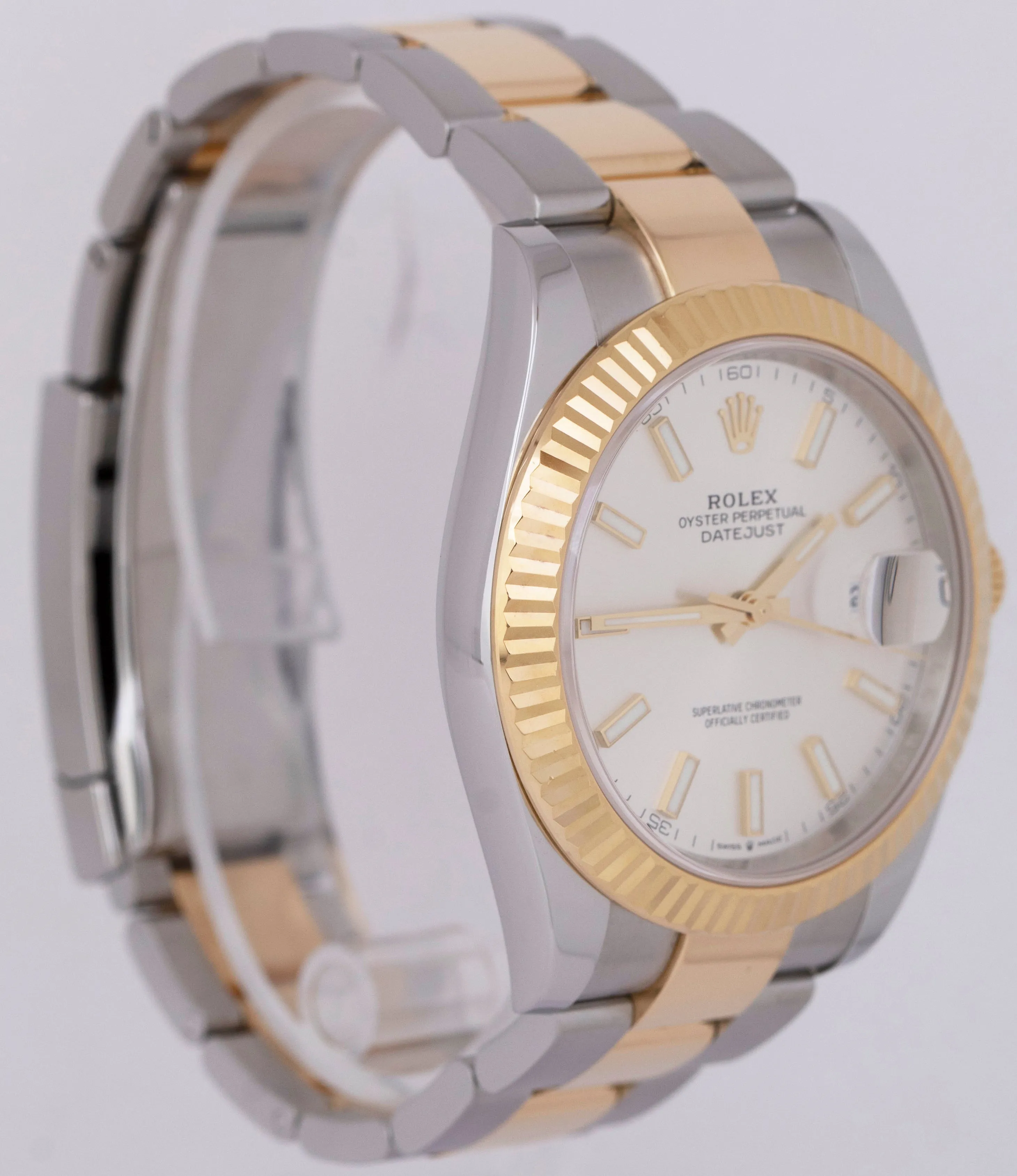 PAPERS Rolex DateJust 41 SILVER 18K Gold Steel 41mm OYSTER Watch 126333 B P