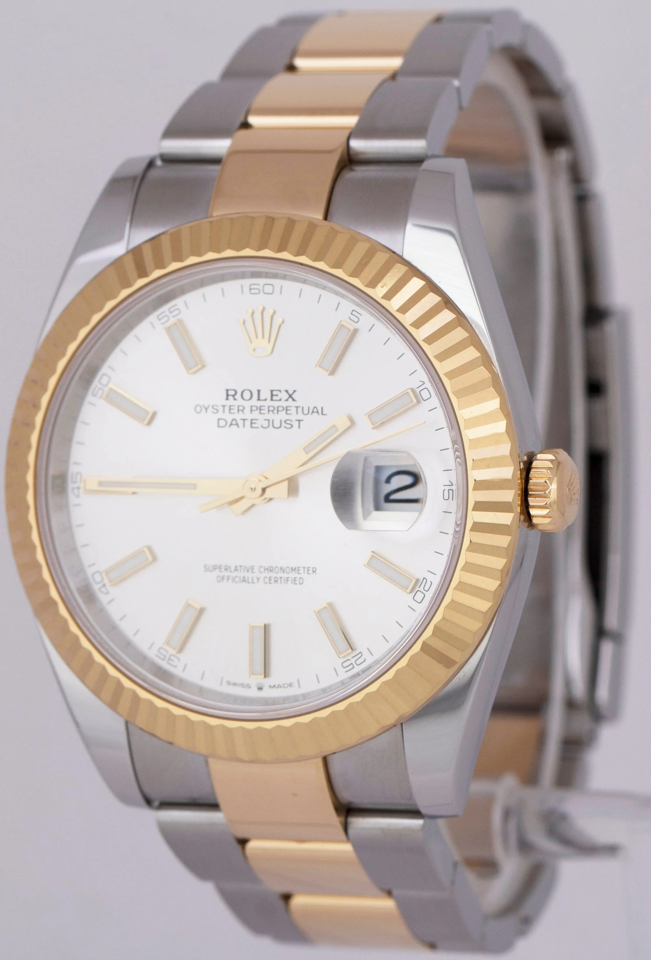 PAPERS Rolex DateJust 41 SILVER 18K Gold Steel 41mm OYSTER Watch 126333 B P