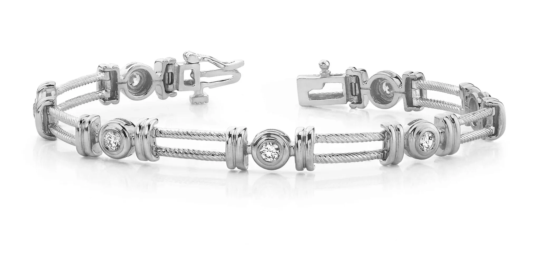 Parallel Twisted Rope Diamond Bracelet with 0.98 ct.(finished) 3.4mm