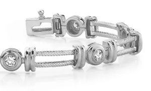 Parallel Twisted Rope Diamond Bracelet with 0.98 ct.(finished) 3.4mm