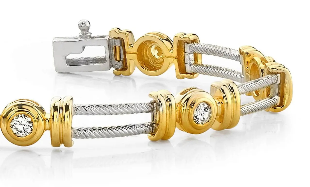 Parallel Twisted Rope Diamond Bracelet with 0.98 ct.(finished) 3.4mm