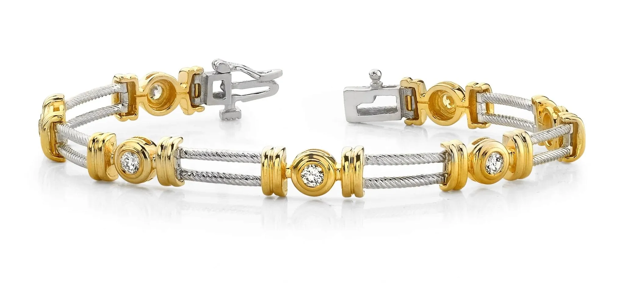 Parallel Twisted Rope Diamond Bracelet with 0.98 ct.(finished) 3.4mm