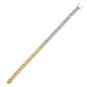 Pavé Two Tone Chain Link Bracelet