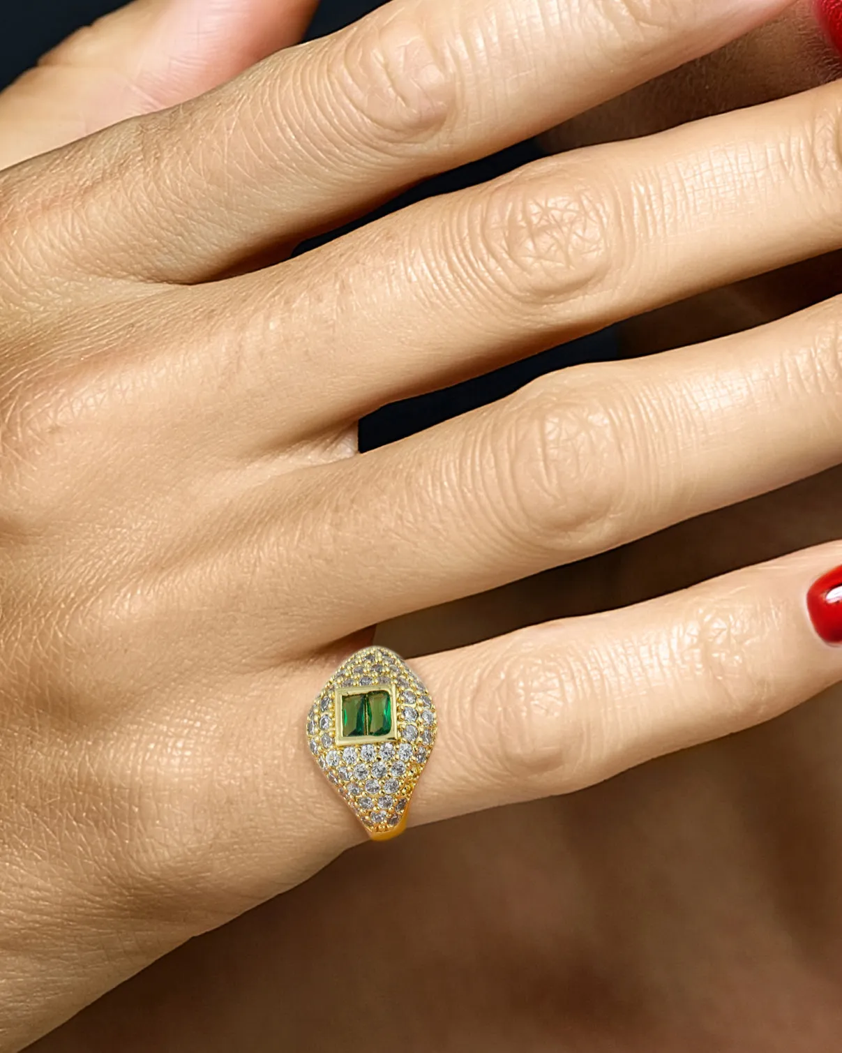 Pave and Baguette Pinky Ring