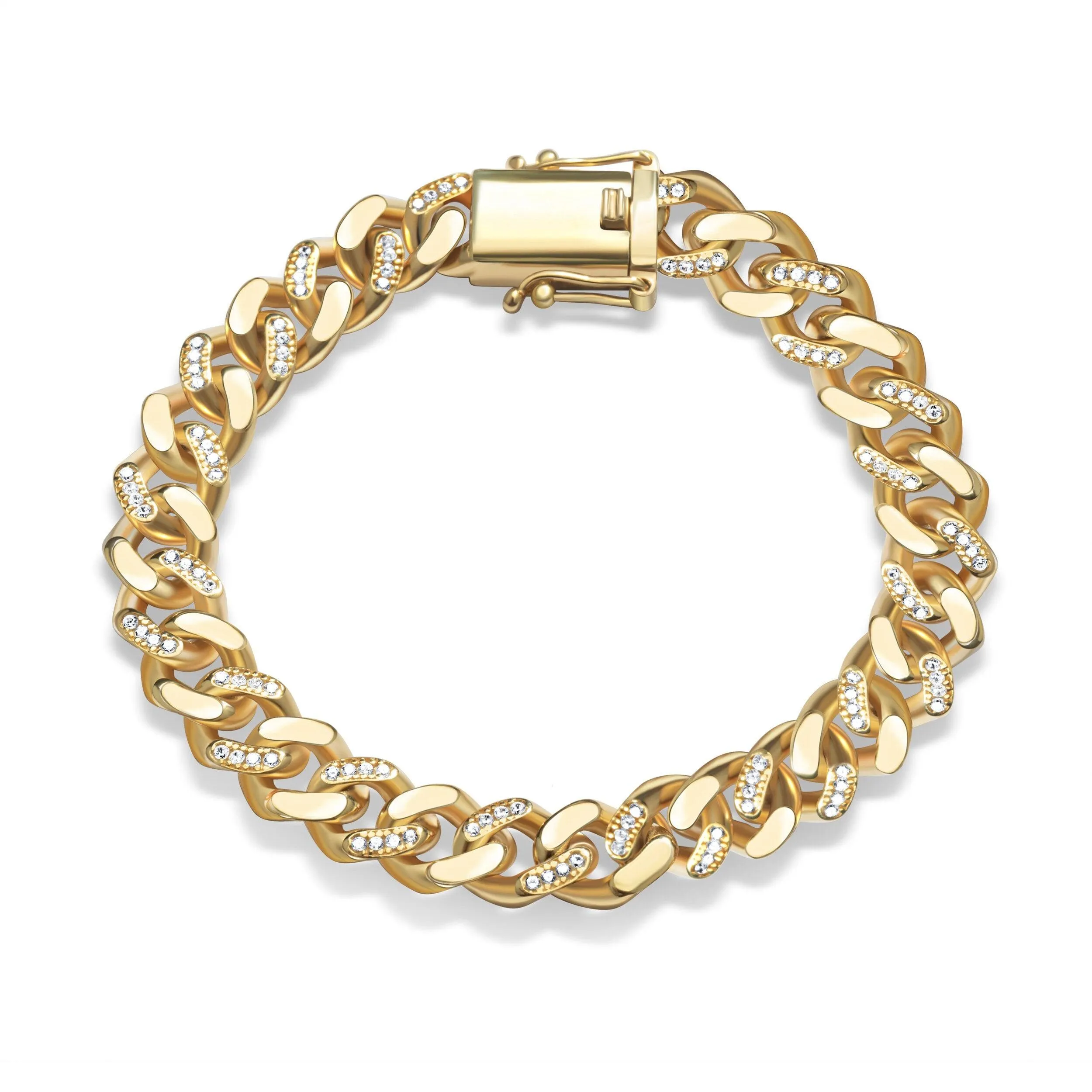 Pave Cuban Link Bracelet - 18K Gold Vermeil