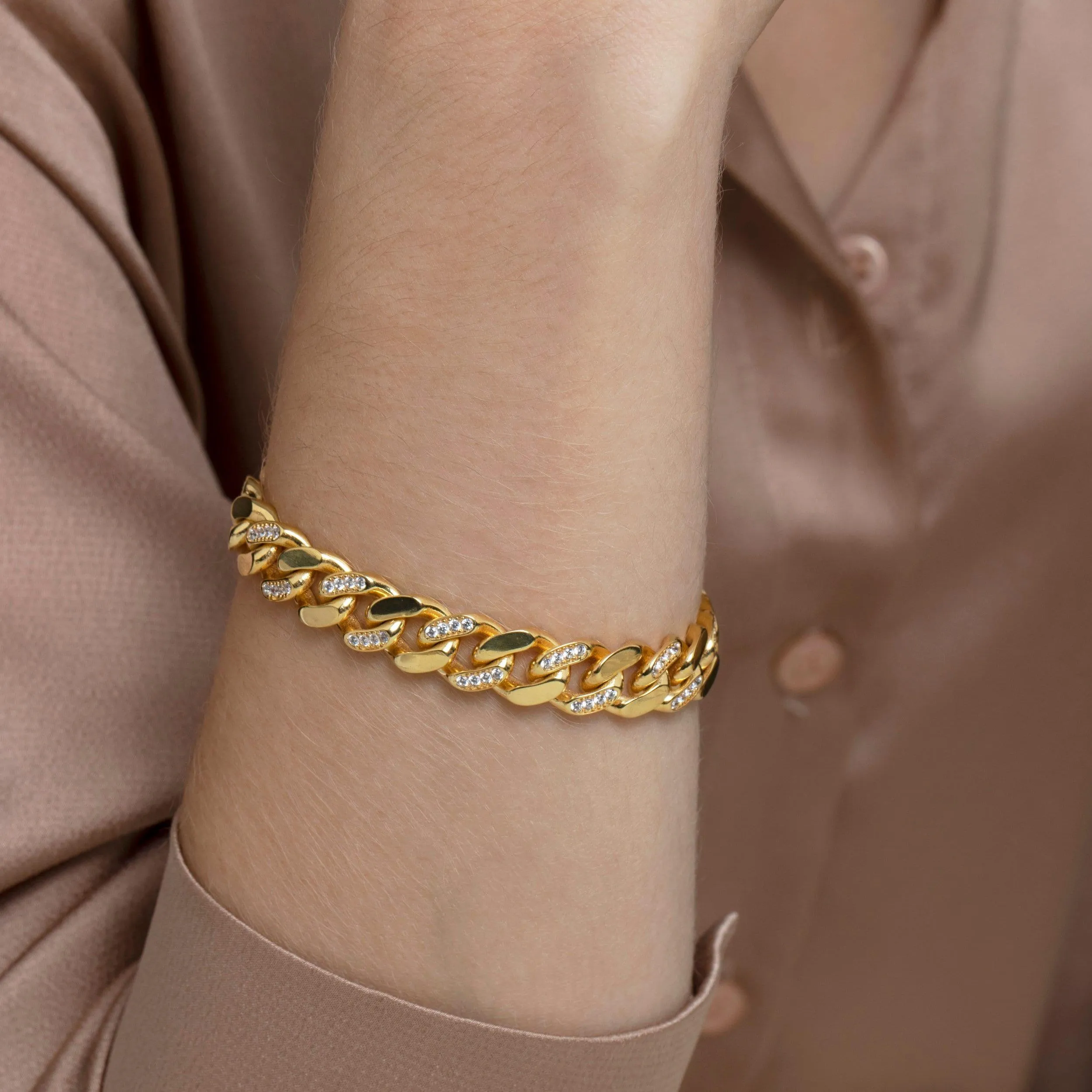Pave Cuban Link Bracelet - 18K Gold Vermeil