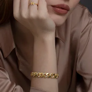 Pave Cuban Link Bracelet - 18K Gold Vermeil