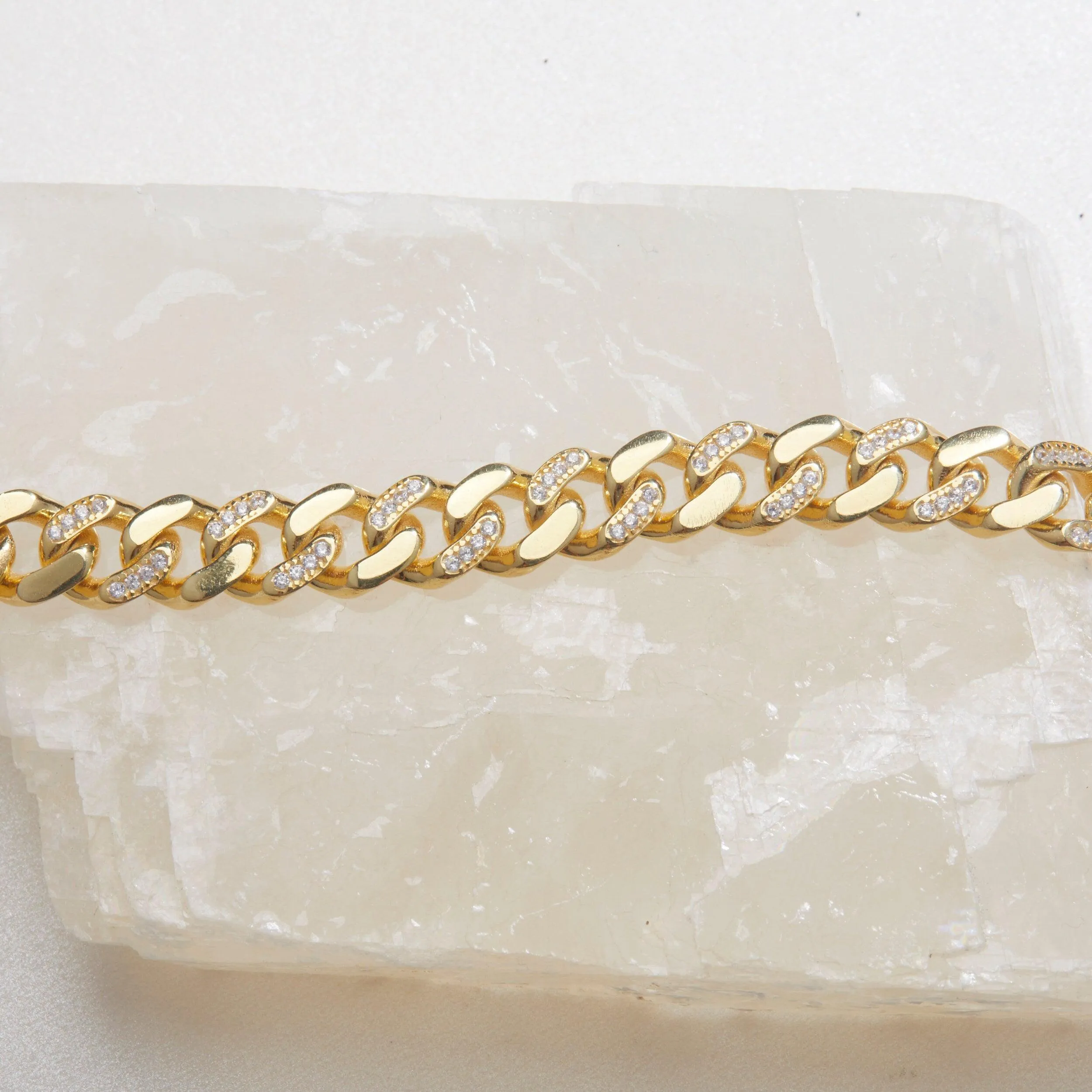 Pave Cuban Link Bracelet - 18K Gold Vermeil