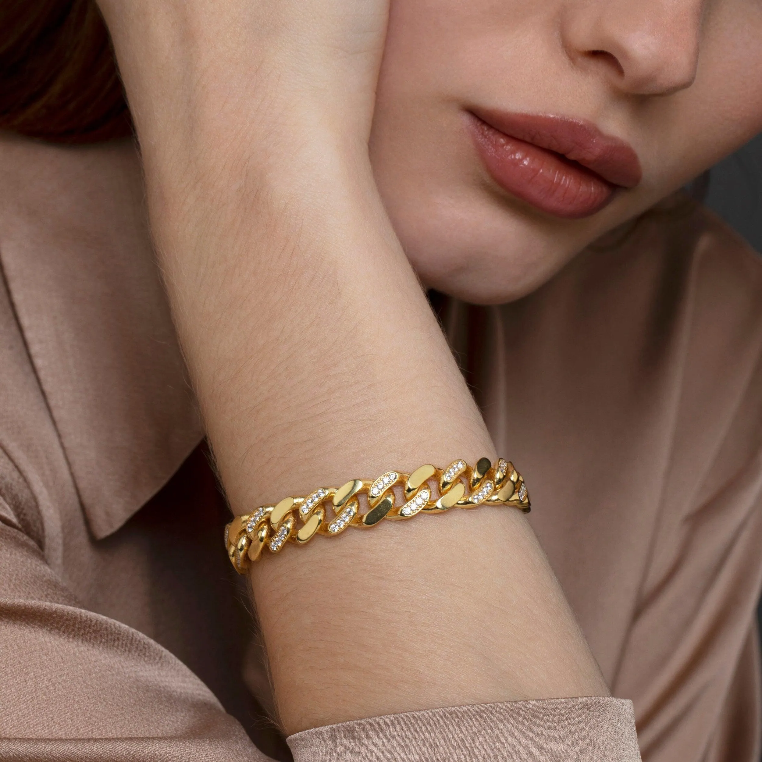 Pave Cuban Link Bracelet - 18K Gold Vermeil