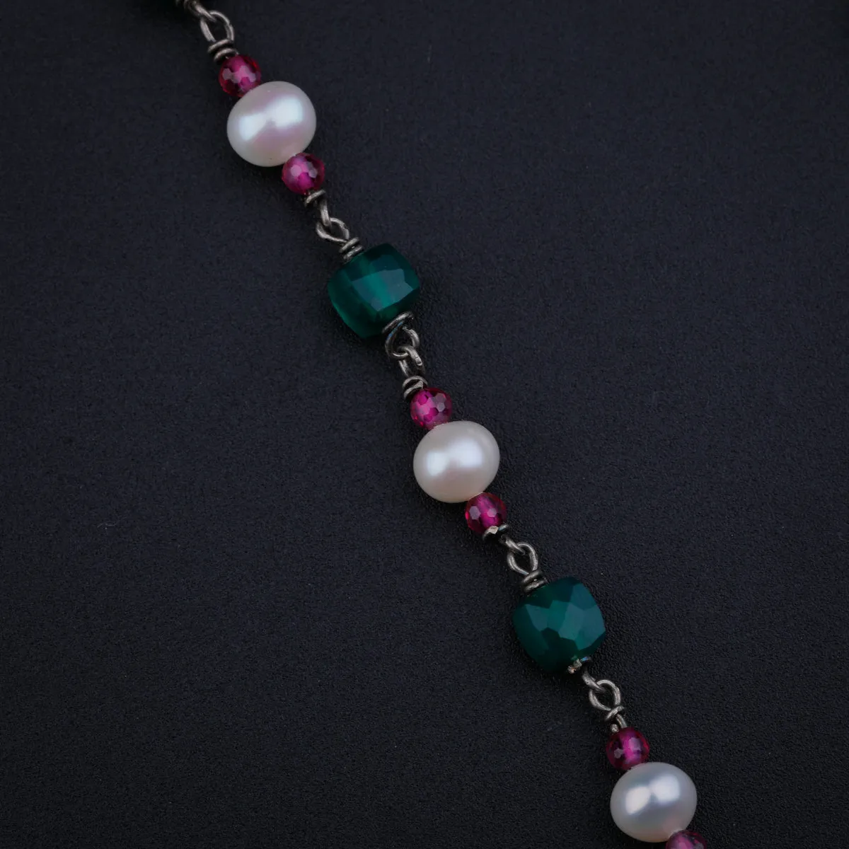 Peacock Pendant with Green Onyx, Ruby and Pearls