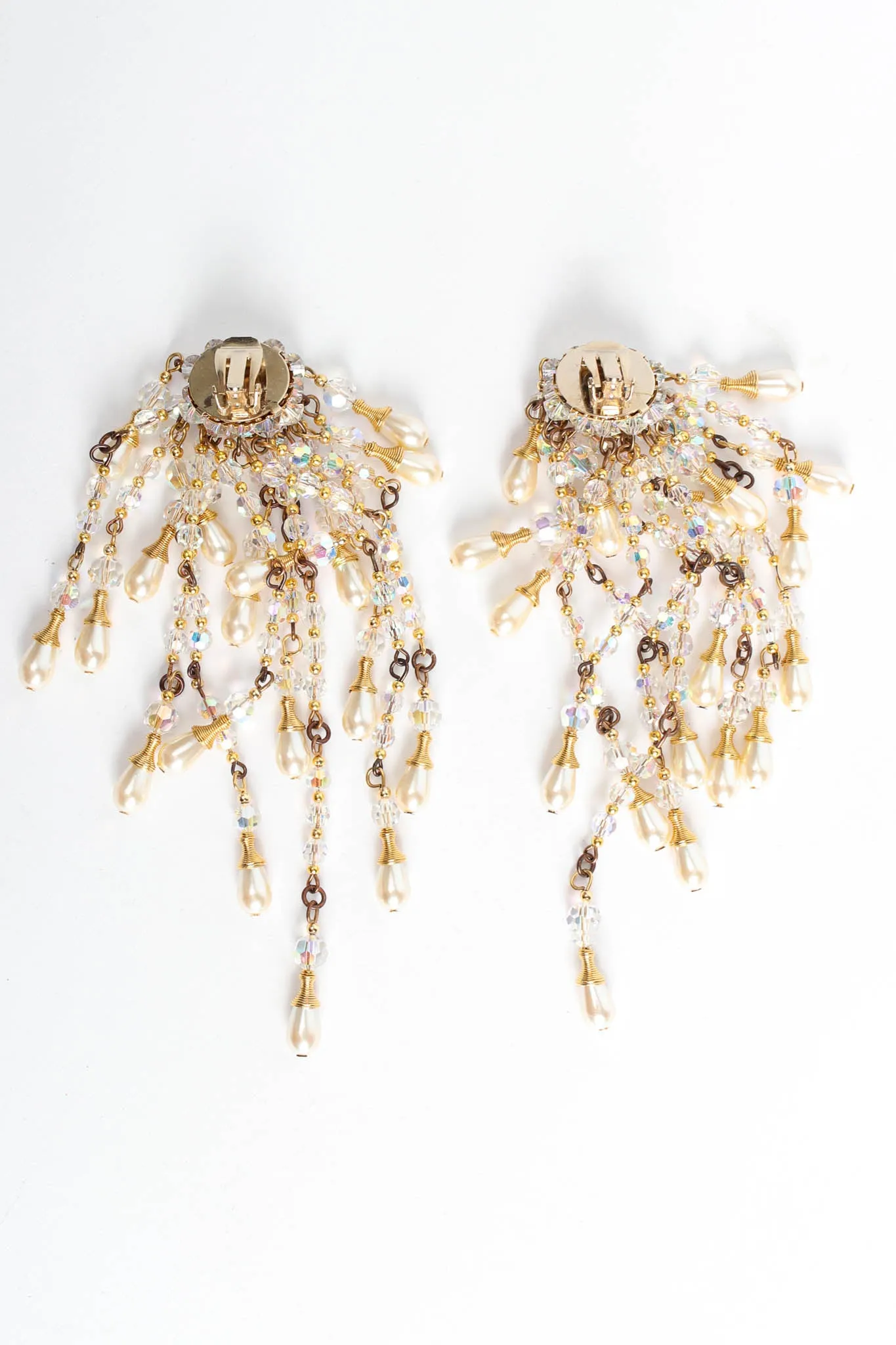 Pearl Crystal Cluster Chandelier Earrings