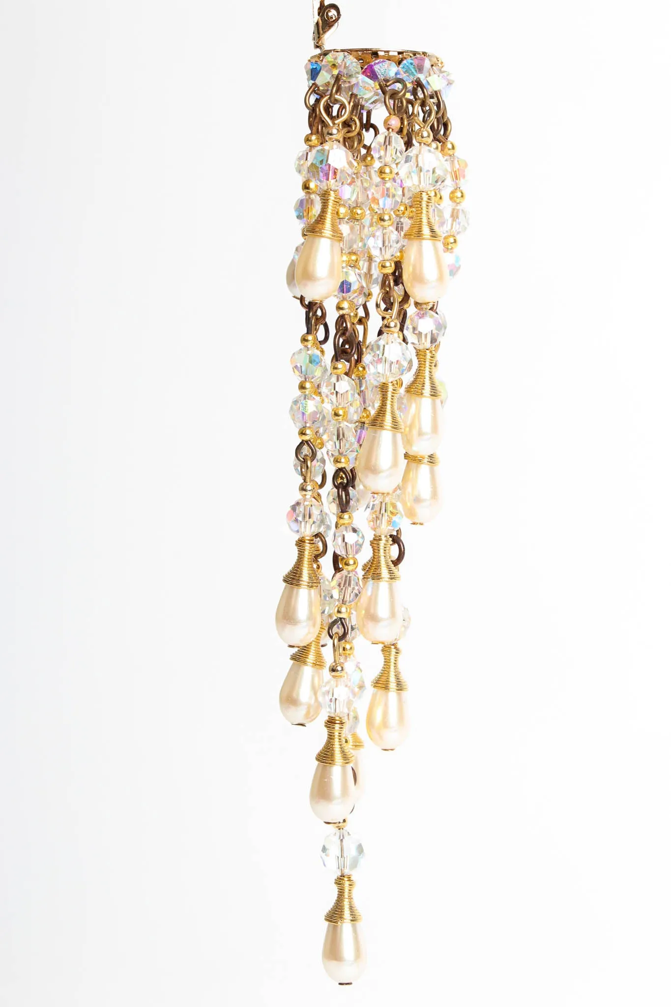 Pearl Crystal Cluster Chandelier Earrings
