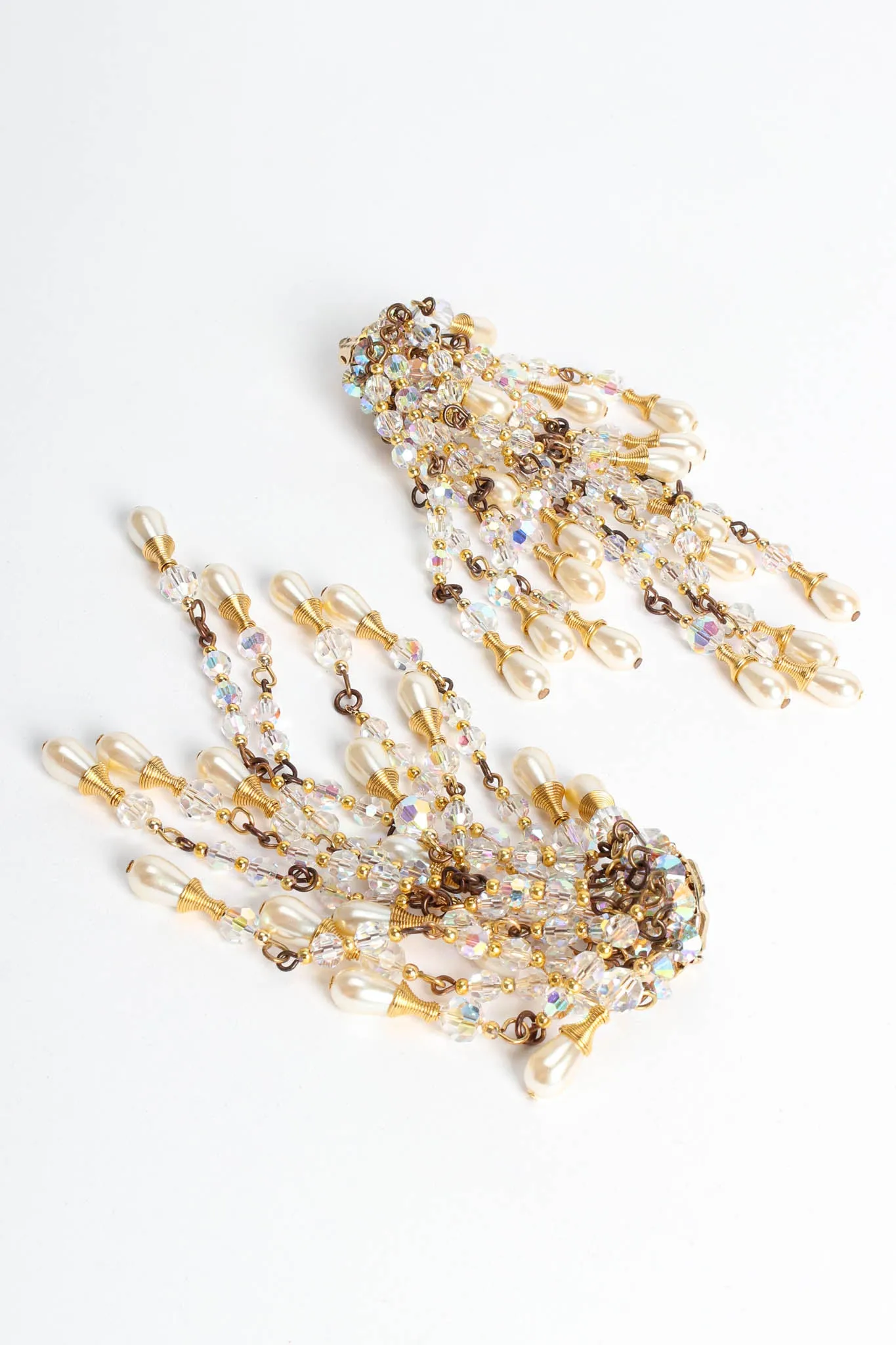Pearl Crystal Cluster Chandelier Earrings