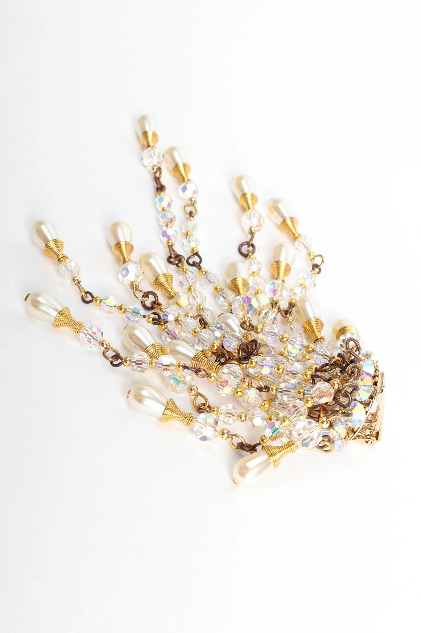 Pearl Crystal Cluster Chandelier Earrings