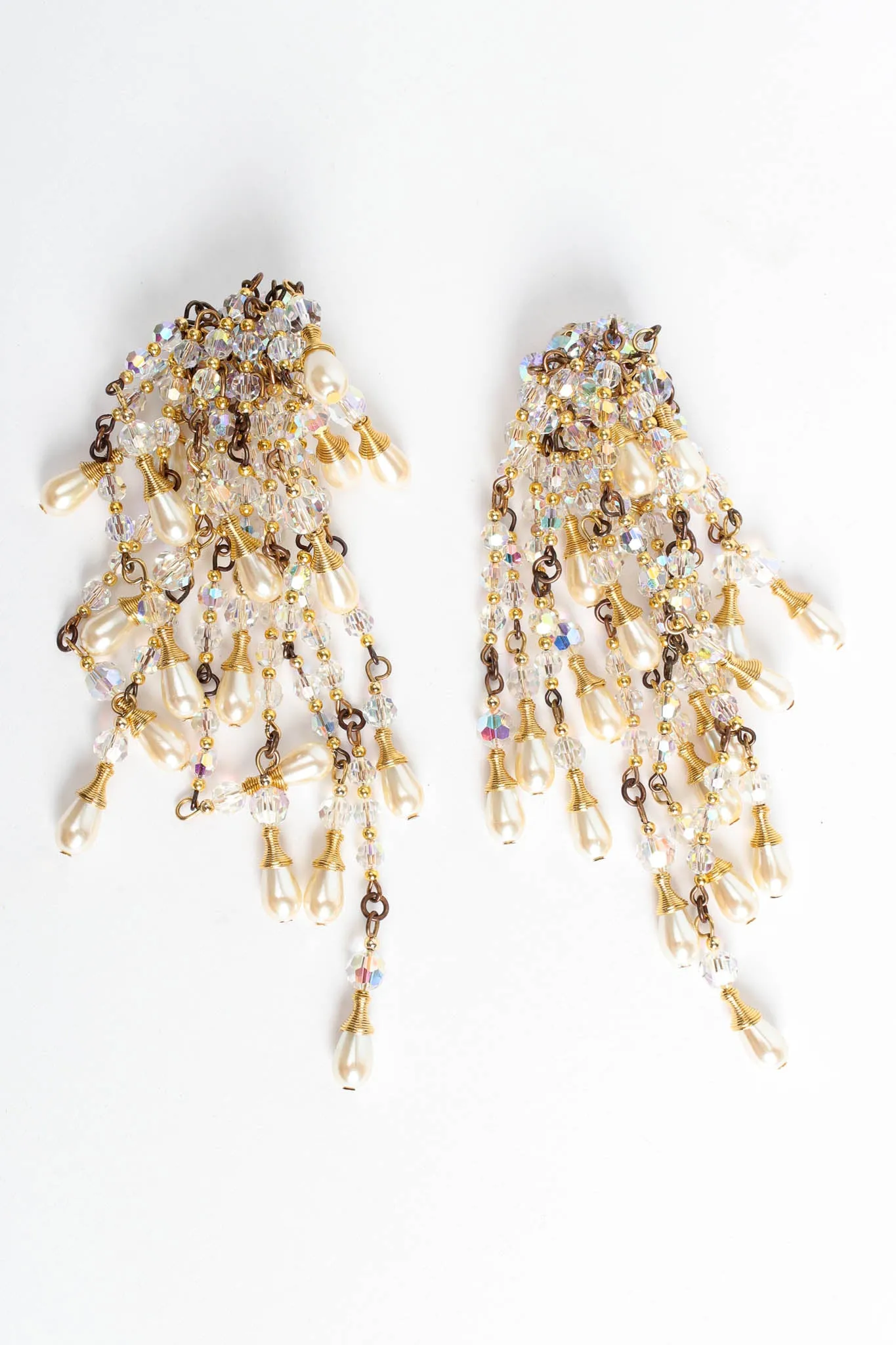 Pearl Crystal Cluster Chandelier Earrings