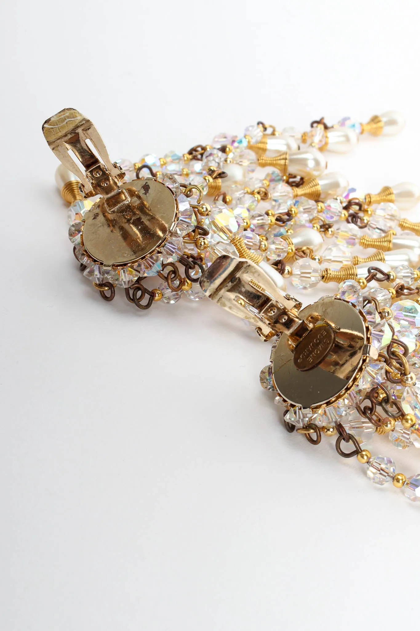 Pearl Crystal Cluster Chandelier Earrings