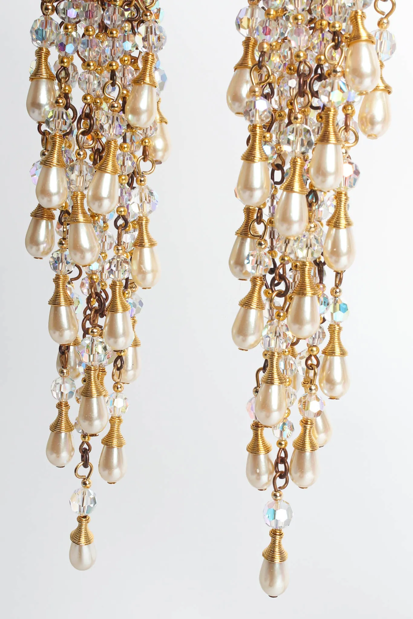 Pearl Crystal Cluster Chandelier Earrings