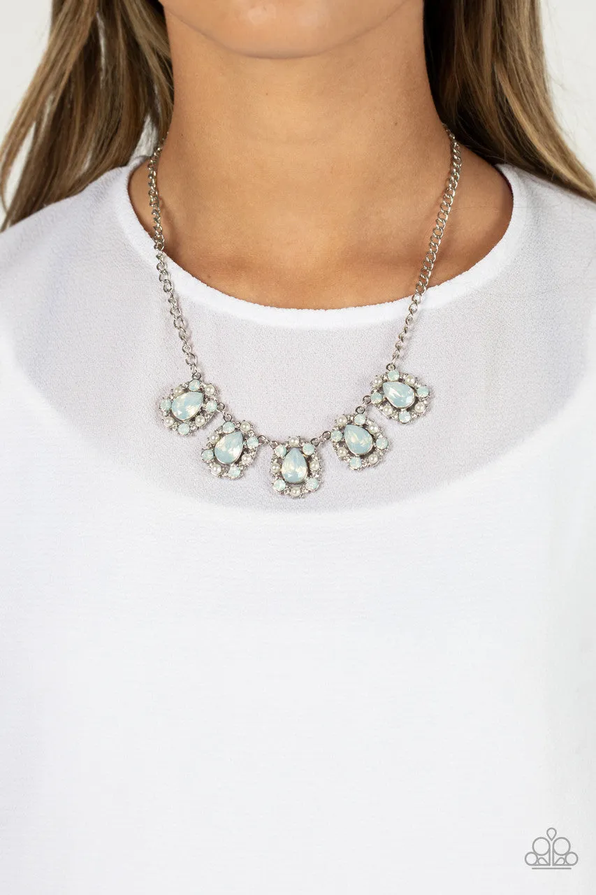 Pearly Pond - White - Pearl and Iridescent Rhinestone Paparazzi Short Necklace