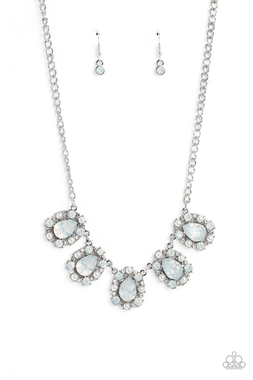Pearly Pond - White - Pearl and Iridescent Rhinestone Paparazzi Short Necklace