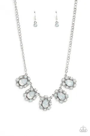 Pearly Pond - White - Pearl and Iridescent Rhinestone Paparazzi Short Necklace