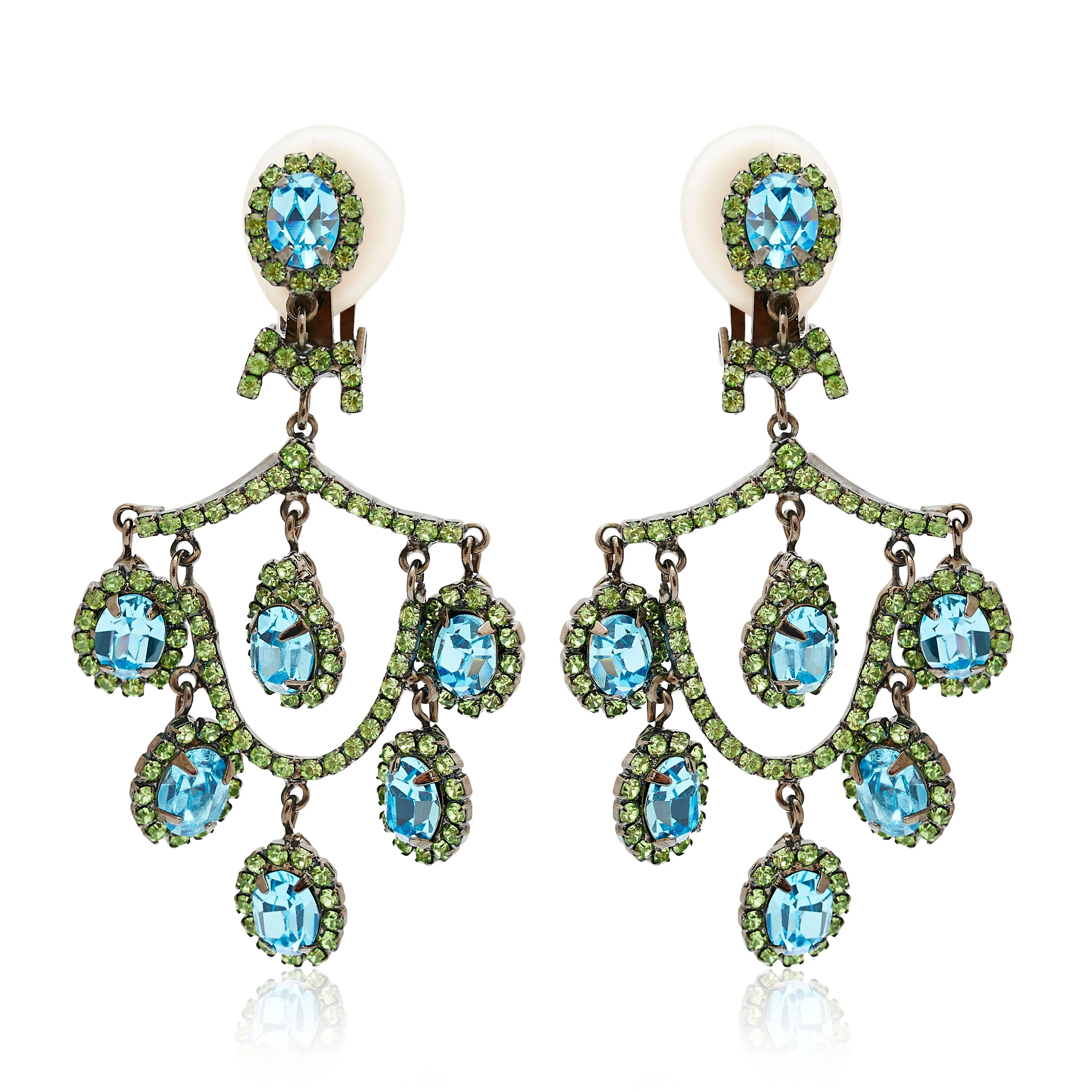 Peridot & Aqua Chandelier Earrings