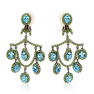 Peridot & Aqua Chandelier Earrings