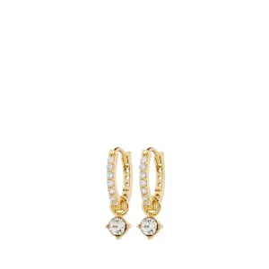 Pilgrim Joa Gold Clear Crystal Hoop Earrings