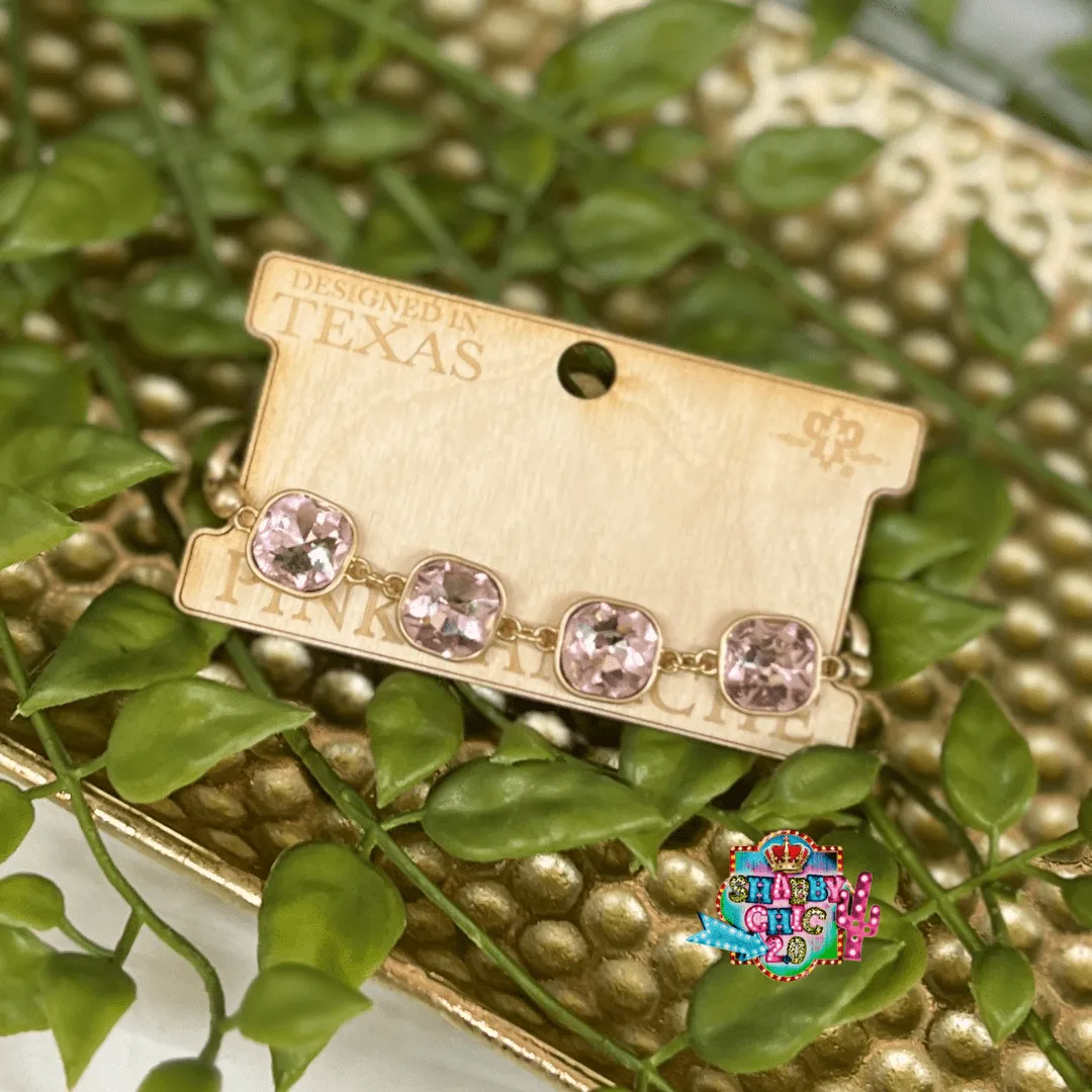 Pink Panache Silver Link Bracelet - Pink Stones
