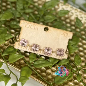 Pink Panache Silver Link Bracelet - Pink Stones