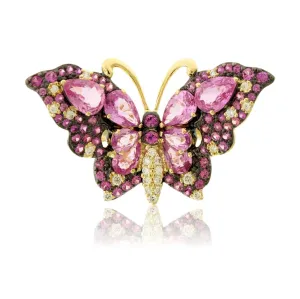 Pink Sapphire Winged Butterfly & Diamond Ring