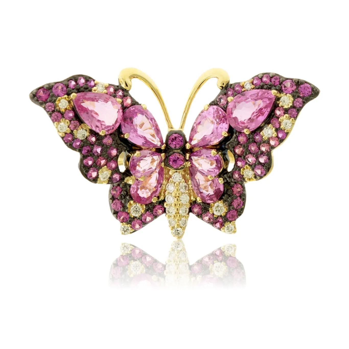 Pink Sapphire Winged Butterfly & Diamond Ring