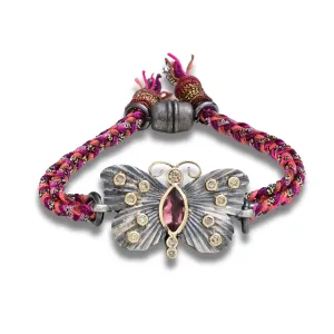 Pink Tourmaline Butterfly Link Bracelet