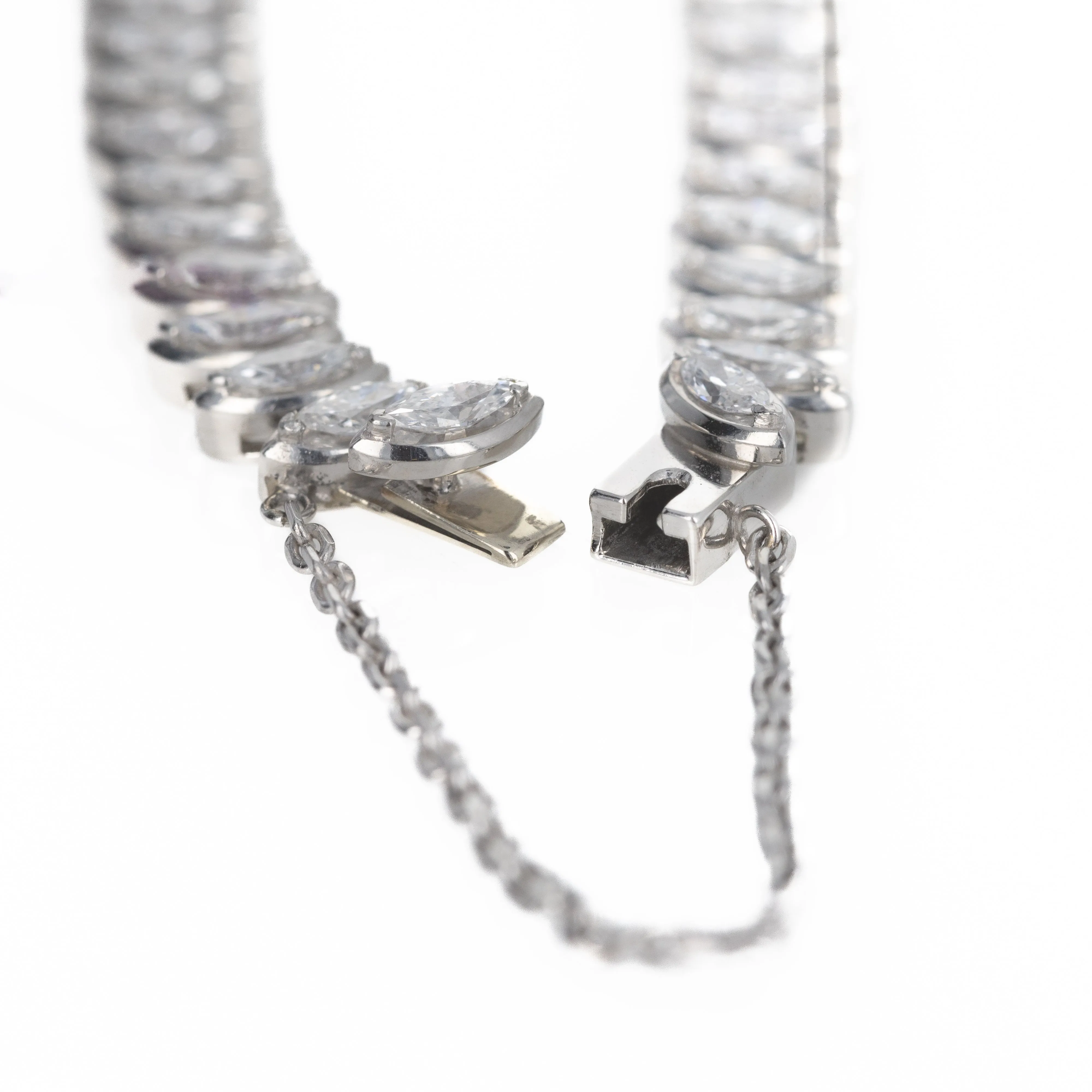 Platinum 4.46 Carat Marquise Diamond Diagonal Tennis Bracelet