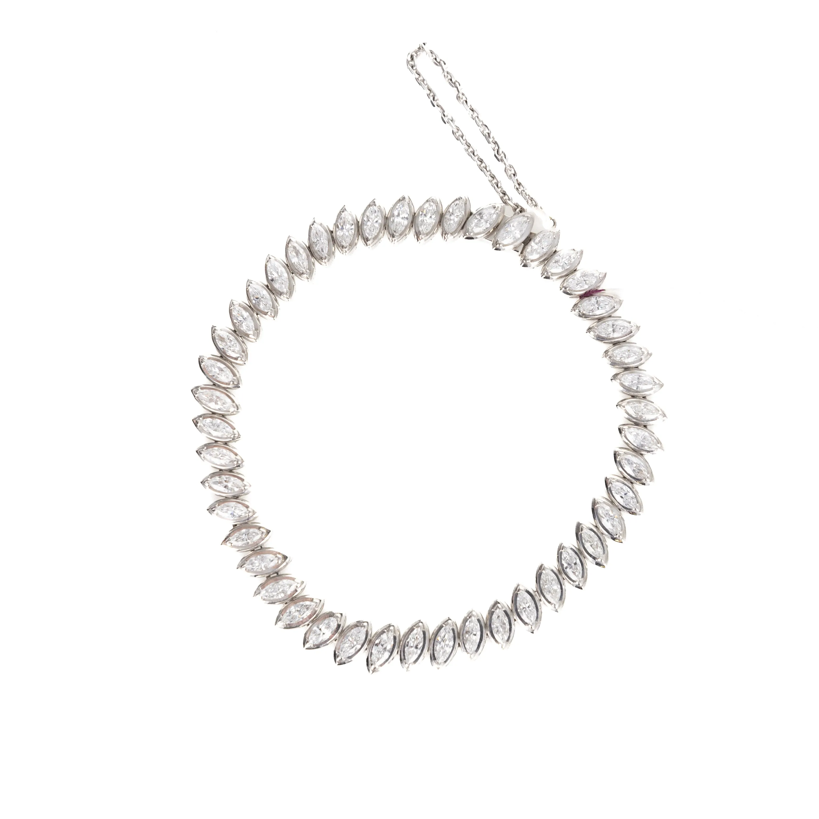Platinum 4.46 Carat Marquise Diamond Diagonal Tennis Bracelet