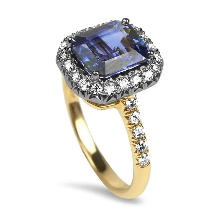 Platinum & Rose Gold Sapphire and Diamond Ring