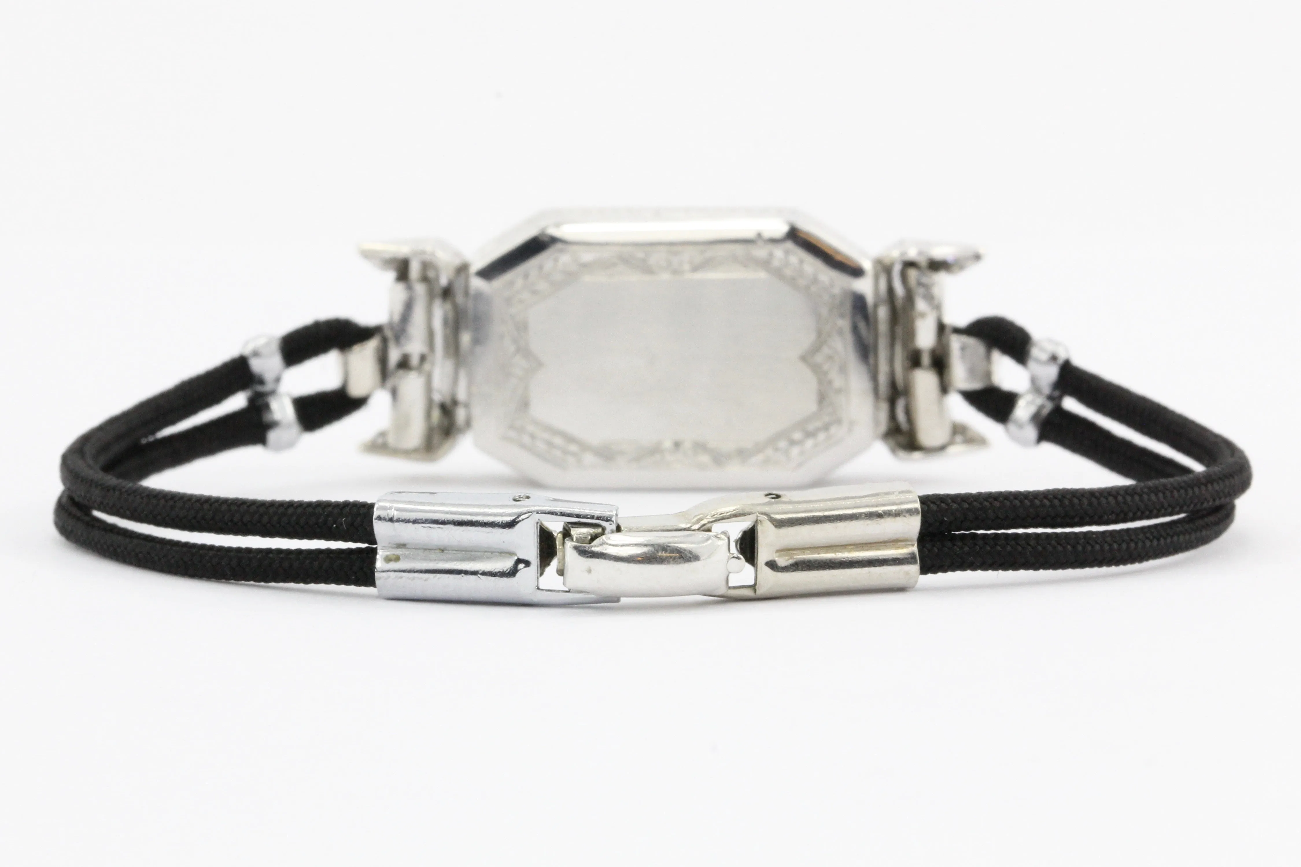 Platinum Art Deco Diamond Onyx Watch Conversion Bracelet