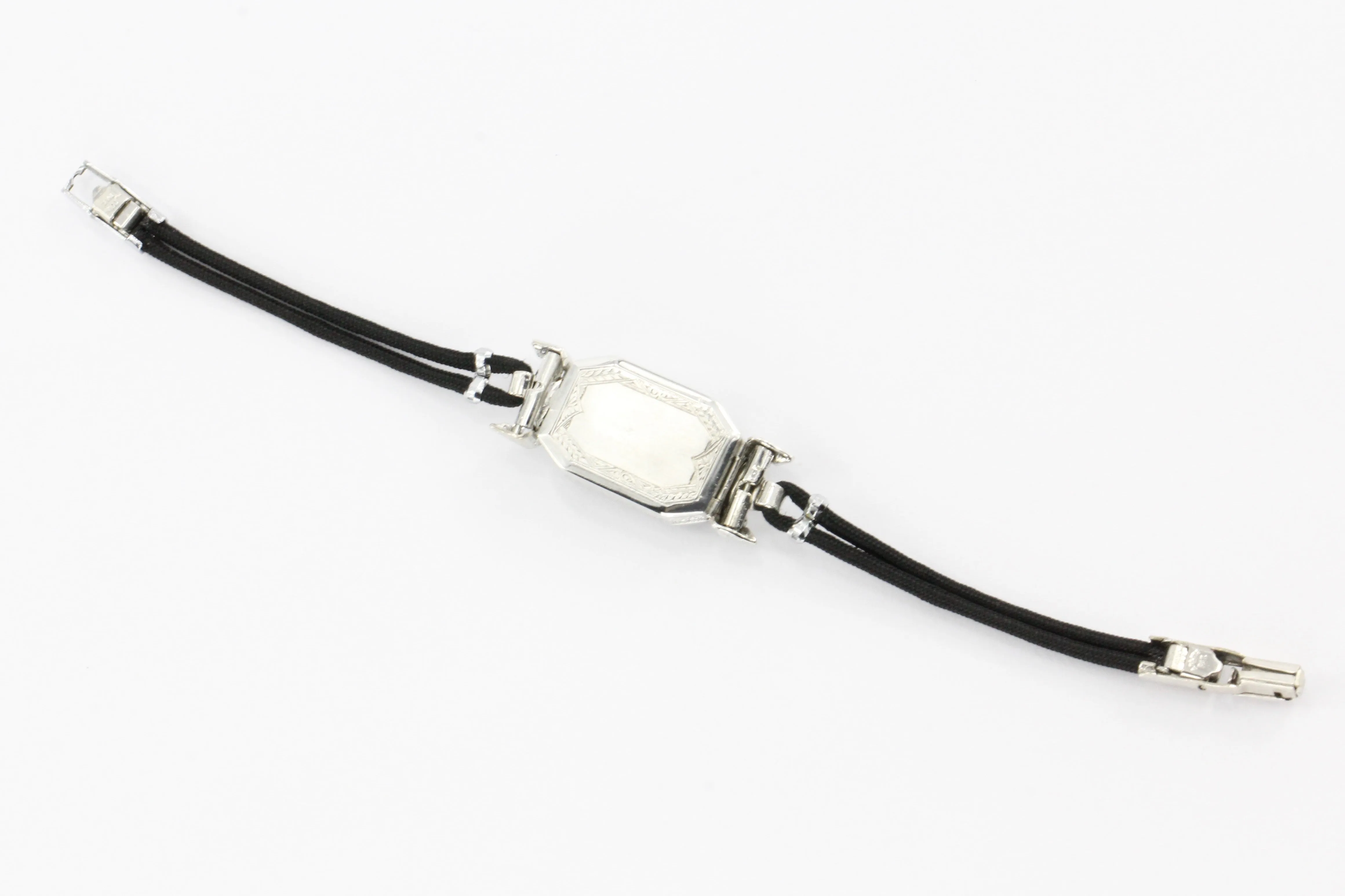 Platinum Art Deco Diamond Onyx Watch Conversion Bracelet