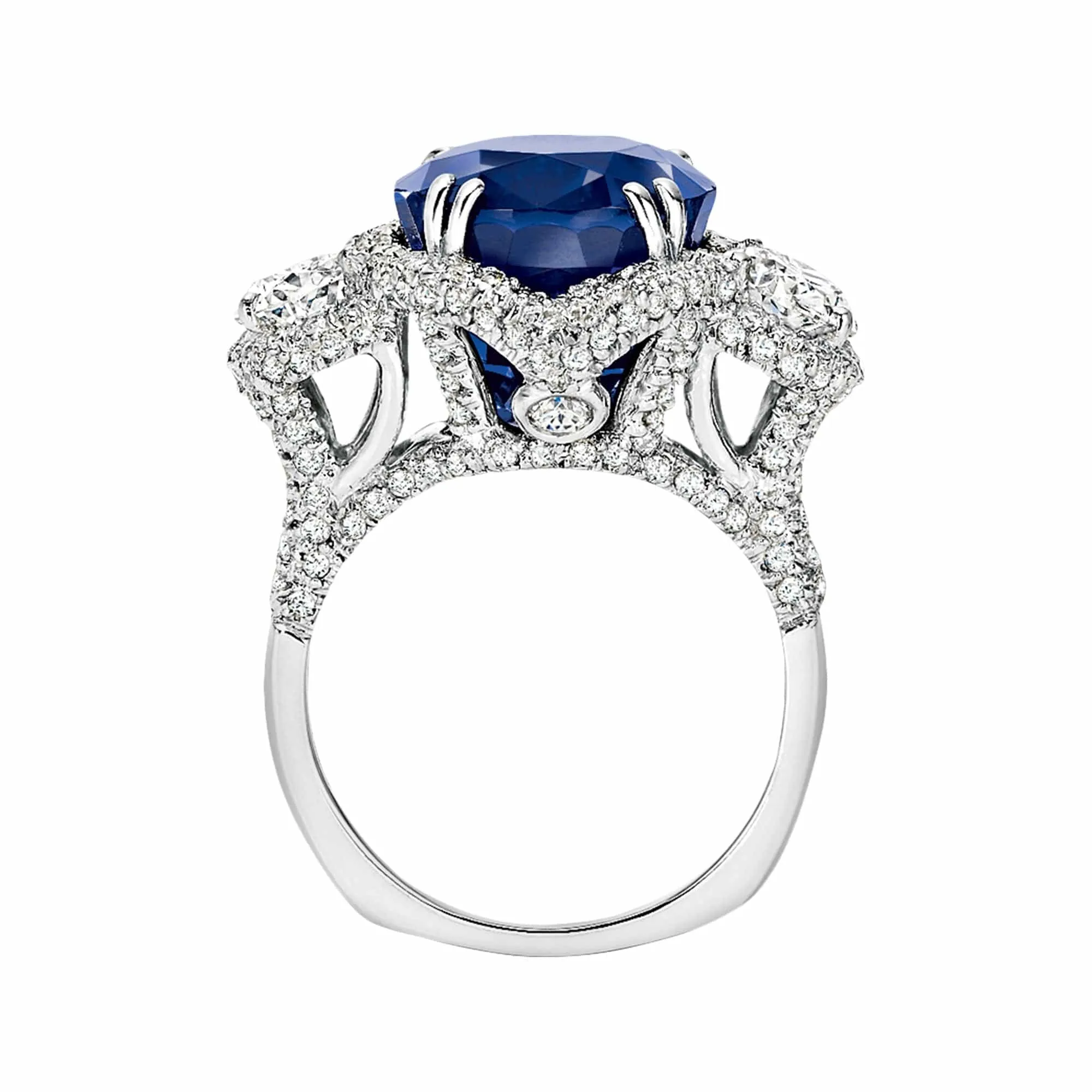 Platinum Burmese Oval Sapphire Diamond Ring, Gubelin Certified