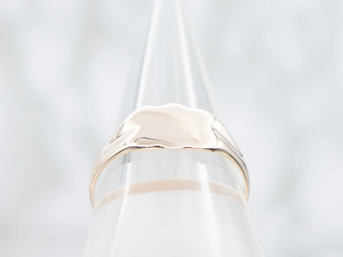 Polished Gold Shield-Shaped Signet Ring