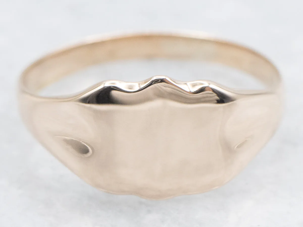 Polished Gold Shield-Shaped Signet Ring
