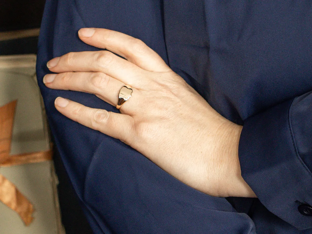 Polished Gold Shield-Shaped Signet Ring