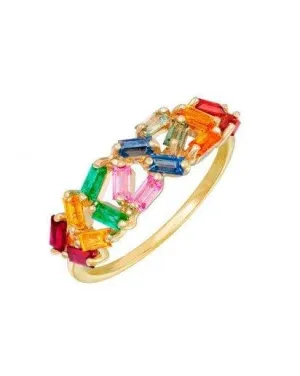 Precious Sapphire Emerald Ring Yellow Gold Cocktail Colorful Ring