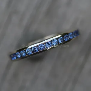 Precision cut Ceylon Color Sapphire Channel Ring - Natural Sapphire Wedding Band