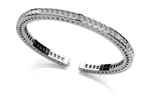 Princess Cut Flexible Diamond Bangle Lab-Grown Diamond Bracelet with 3.96 ct.(finished) 2mm