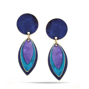 PURPLE AND TURQUOISE MIX PATINA FINISHED POST EARRINGS #ER5788PUR TRQ
