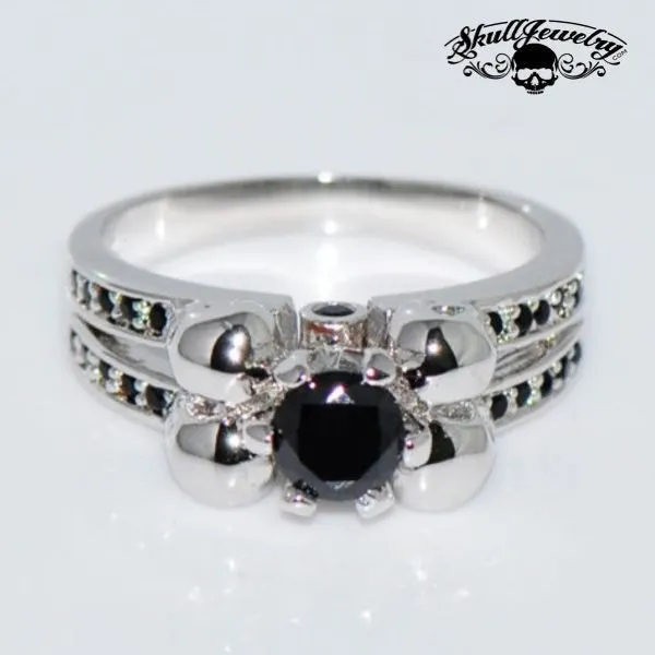 Quattro Teschi - Four Skulls Black Sapphire Wedding/Engagement Ring (#w005)