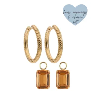 Qudo Perosa Gold Hoop Earrings - Champagne